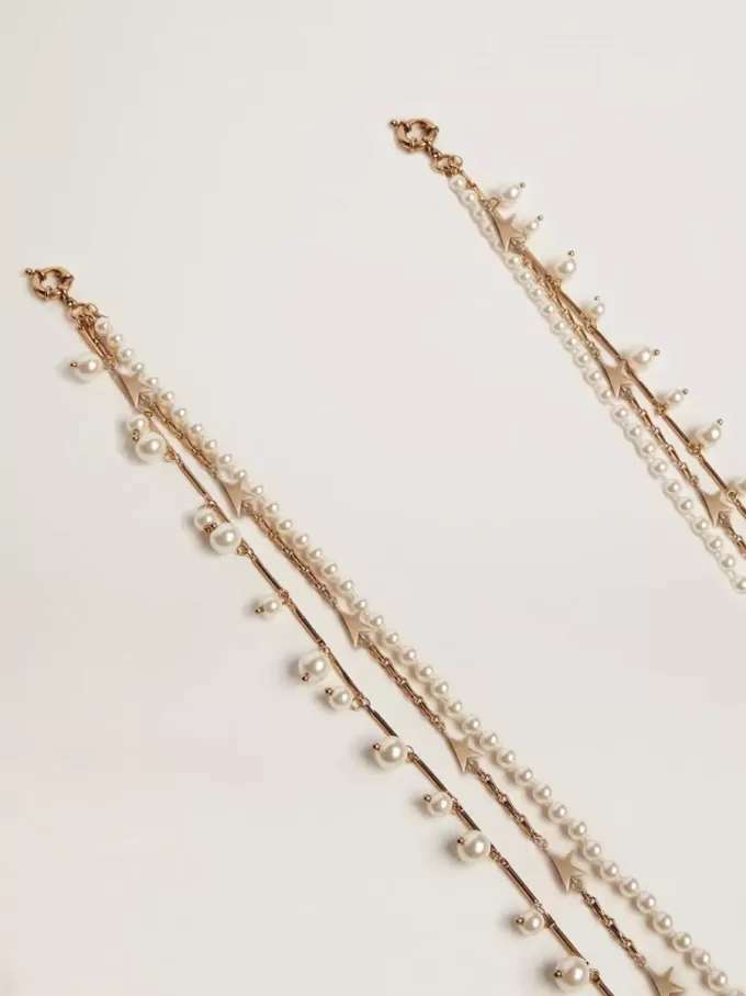 Damhalsband med tre antikguldfärgade Heritage-kedjor