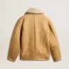 Damjacka i fårskinn med bred krage i shearling
