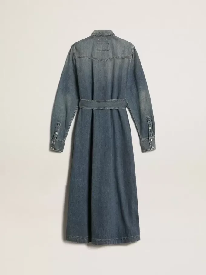 Damkjol i denim med bälte Damkjol i denim med bälte