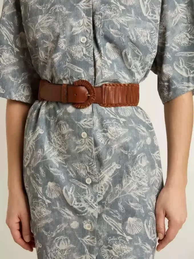 Damrem i vävt brunt läder