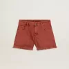 Damshorts i tegelröd denim med broderi Golden Mediterraneo Damshorts i tegelröd denim med broderi Golden Mediterraneo