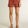 Damshorts i tegelröd denim med broderi Golden Mediterraneo Damshorts i tegelröd denim med broderi Golden Mediterraneo