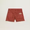 Damshorts i tegelröd denim med broderi Golden Mediterraneo Damshorts i tegelröd denim med broderi Golden Mediterraneo