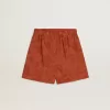 Damshorts i tegelröd jacquard med marint blommönster