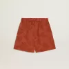 Damshorts i tegelröd jacquard med marint blommönster