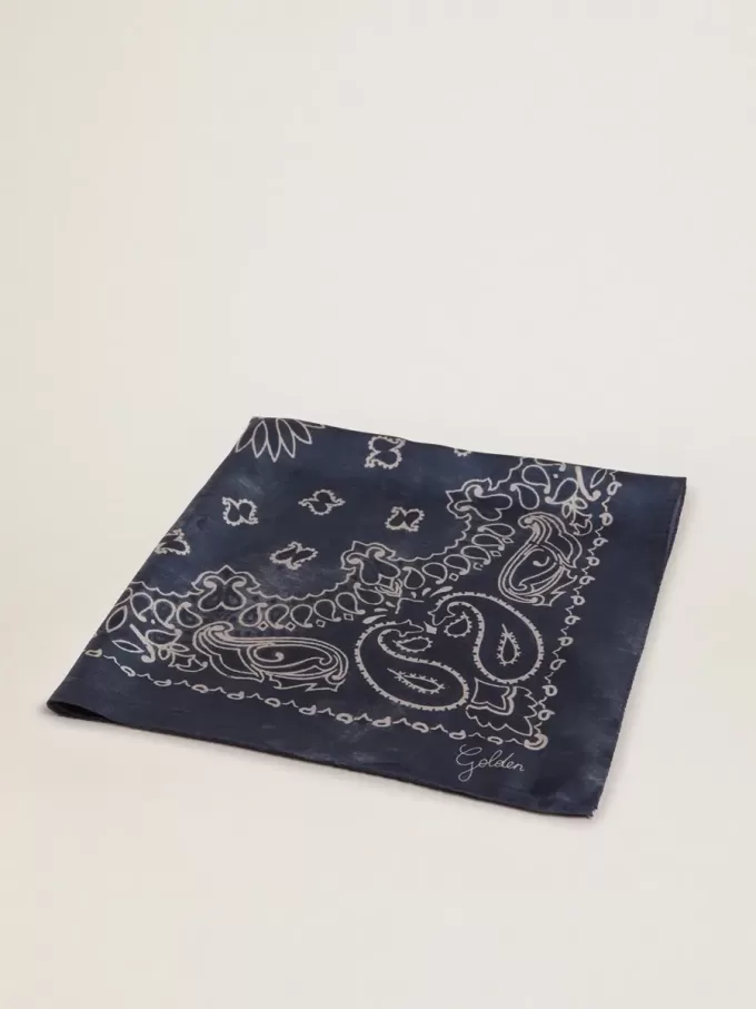 Denimblå Golden Collection-halsduk med paisleymönster