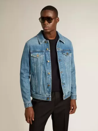 Denimjacka för herr med medium tvätt