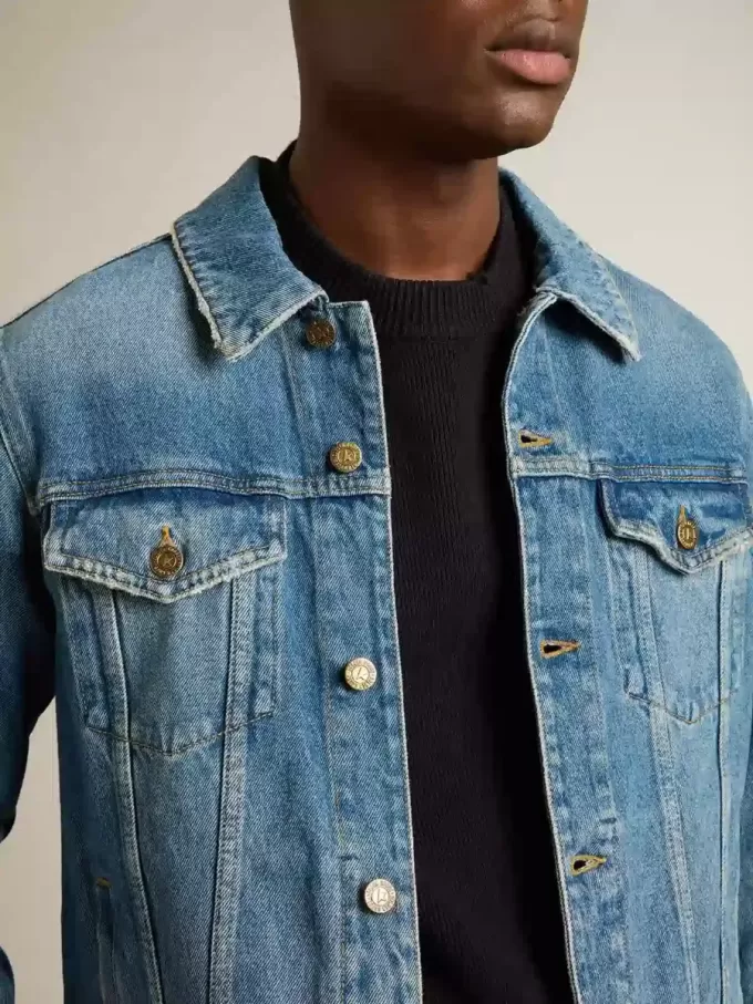 Denimjacka för herr med medium tvätt