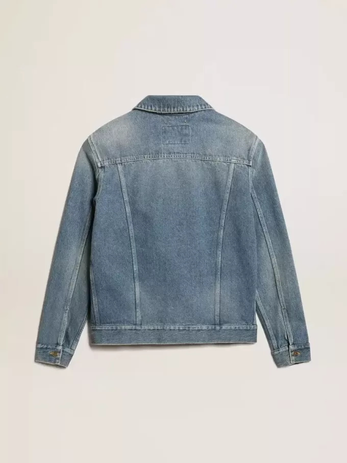 Denimjacka för herr med medium tvätt