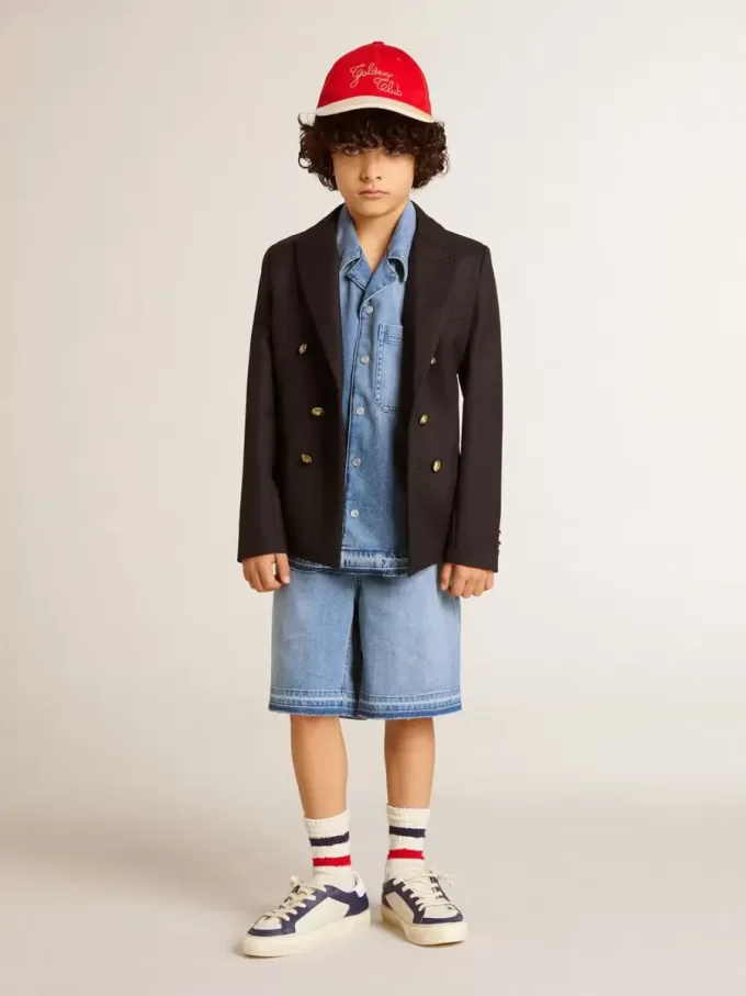 Denimshorts för barn med broderi på baksidan Denimshorts för barn med broderi på baksidan