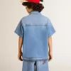 Denimshorts för barn med broderi på baksidan Denimshorts för barn med broderi på baksidan