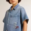 Denimshorts för barn med broderi på baksidan Denimshorts för barn med broderi på baksidan