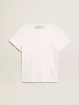 Distressed regular-fit dam-T-shirt i vitt