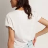 Distressed regular-fit dam-T-shirt i vitt Distressed regular-fit dam-T-shirt i vitt