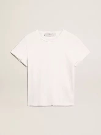 Distressed slim-fit dam-T-shirt i vitt