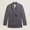 Dubbelknäppt blazer för damer i babyblått Dubbelknäppt blazer för damer i babyblått