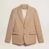 Enkelknäppt blazer i sandfärg med hornknappar Enkelknäppt blazer i sandfärg med hornknappar
