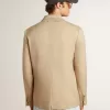 Enkelknäppt blazer i sandfärg med hornknappar Enkelknäppt blazer i sandfärg med hornknappar