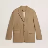 Enknäppt blazer för herr i sandfärgad linneblandning med chevronmönster. Enknäppt blazer för herr i sandfärgad linneblandning med chevronmönster.