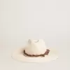 Fedora-hatt i pergamentfärg med läderband