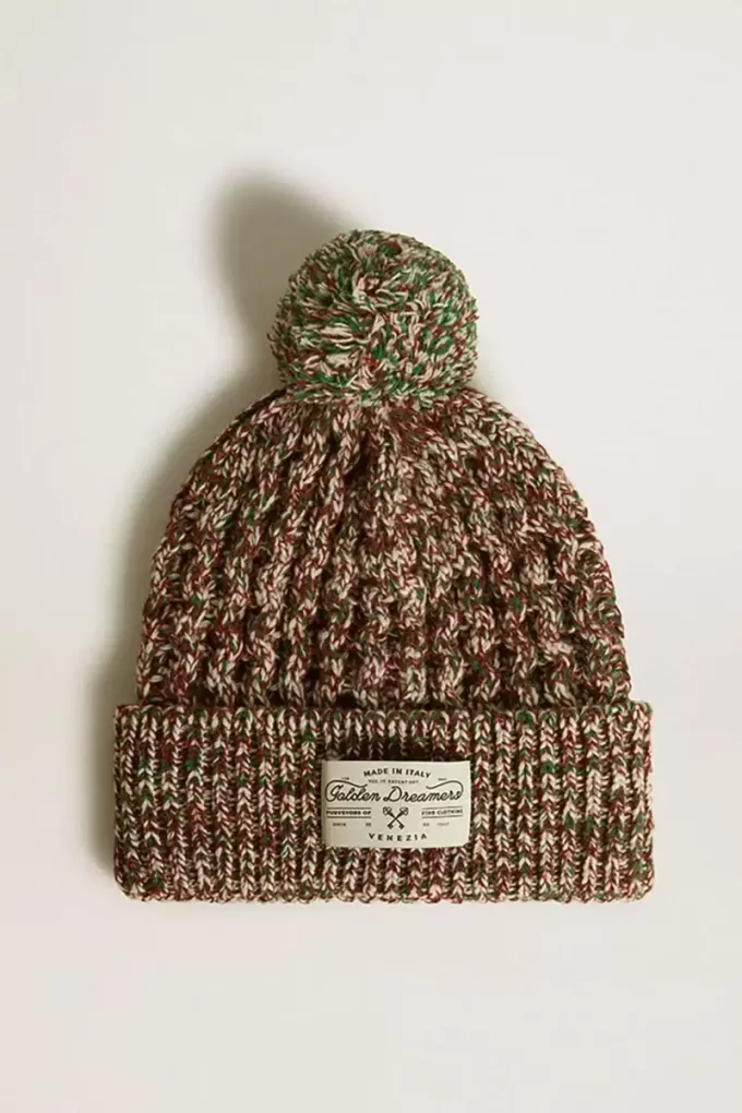 Flerfärgad ullmössa med pompom