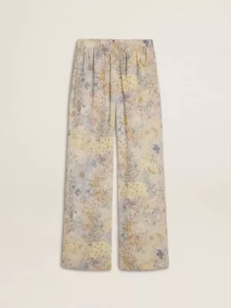 Flerfärgade joggingbyxor för damer med blommönster