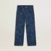 Flickjeans i medium tvätt med tryck