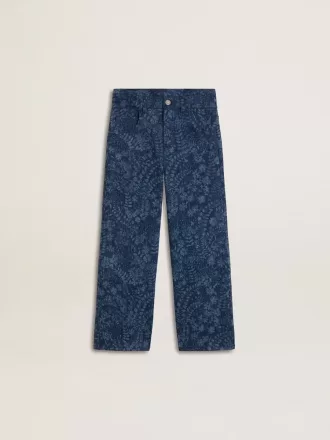 Flickjeans i medium tvätt med tryck