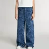 Flickjeans i medium tvätt med tryck