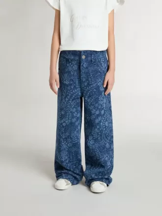 Flickjeans i medium tvätt med tryck