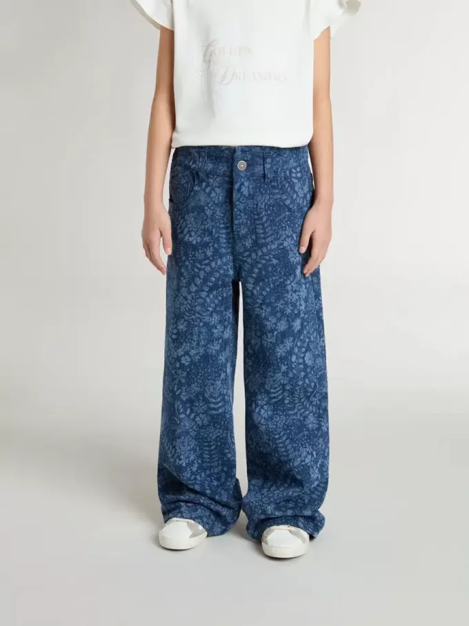 Flickjeans i medium tvätt med tryck