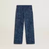 Flickjeans i medium tvätt med tryck