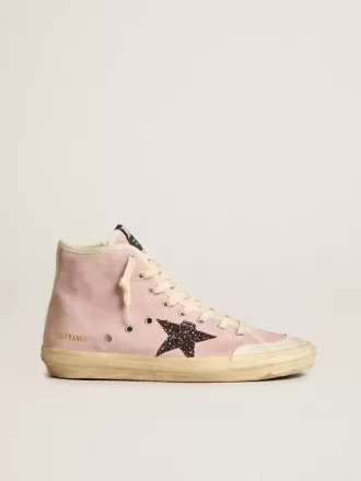 Francy Penstar för damer i rosa mocka med grå glitterstjärna