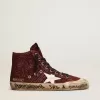 Francy Penstar i burgundy glitter med vit läderstjärna Francy Penstar i burgundy glitter med vit läderstjärna