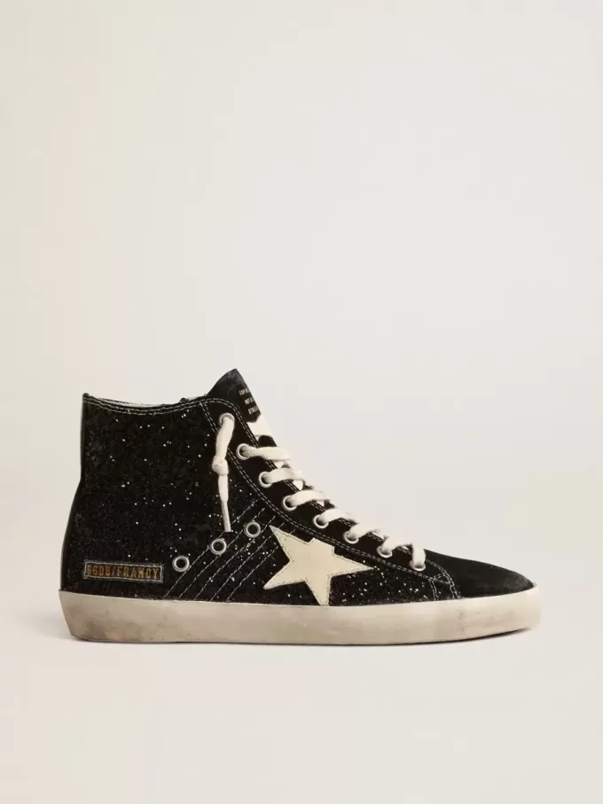 Francy Penstar LTD i glitter med elfenbensfärgad stjärna och svart hälflik Francy Penstar LTD i glitter med elfenbensfärgad stjärna och svart hälflik