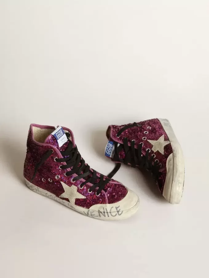 Francy sneakers med paljetter och handskriven text på yttersulan Francy sneakers med paljetter och handskriven text på yttersulan