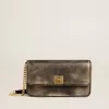 Gioia-väska i svart vintage-läder med gulddetaljer Gioia-väska i svart vintage-läder med gulddetaljer