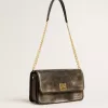 Gioia-väska i svart vintage-läder med gulddetaljer Gioia-väska i svart vintage-läder med gulddetaljer