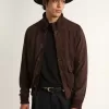 Golden Collection-flygjacka i mörkbrunt mocka