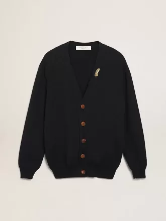 Golden Collection-kofta i mörkblå bomull med slitna detaljer