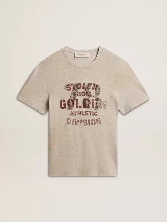 Grå bomullst-shirt för herr med vintage-tryck på framsidan