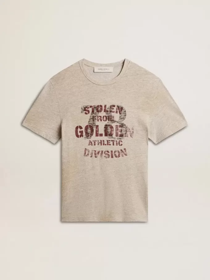 Grå bomullst-shirt för herr med vintage-tryck på framsidan