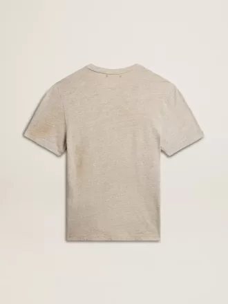 Grå bomullst-shirt för herr med vintage-tryck på framsidan
