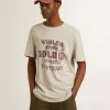 Grå bomullst-shirt för herr med vintage-tryck på framsidan