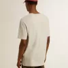 Grå bomullst-shirt för herr med vintage-tryck på framsidan