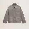 Grå denimjacka för herr med nitar