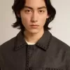 Grå melerad ulljacka med knappstängning