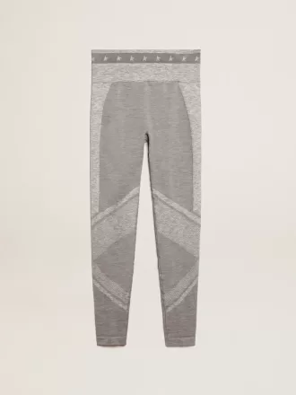 Grå melerade leggings för dam med blandade sömmar