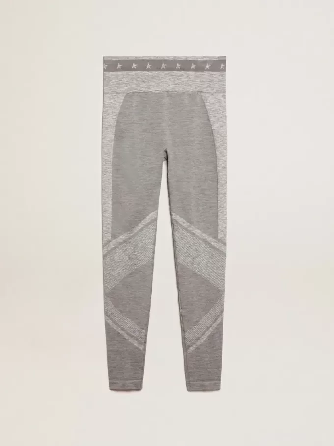 Grå melerade leggings för dam med blandade sömmar Grå melerade leggings för dam med blandade sömmar