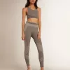 Grå melerade leggings för dam med blandade sömmar Grå melerade leggings för dam med blandade sömmar